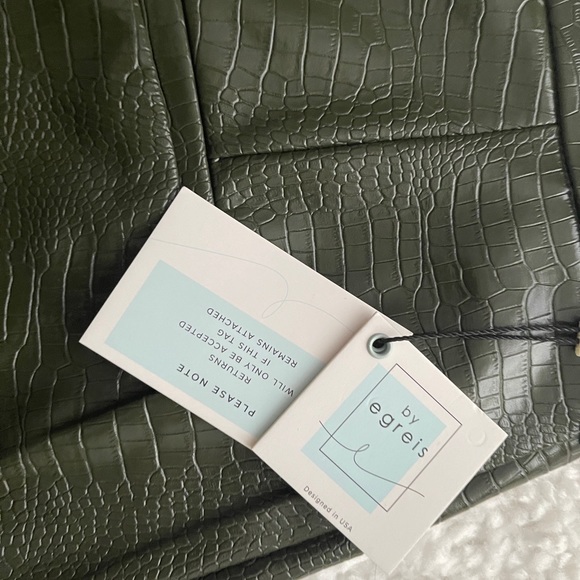 Byegreis Haley faux leather croc pants olive green M - Picture 6 of 10